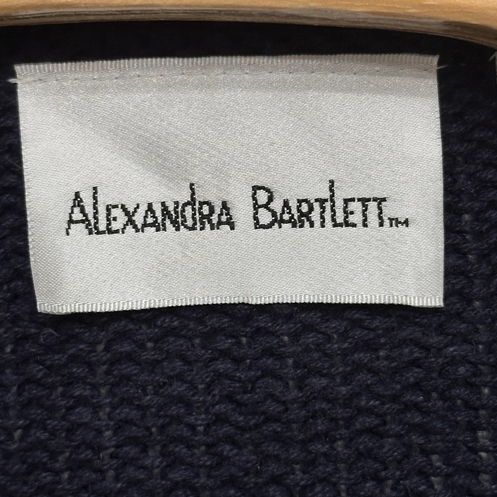 VTG Alexandra Bartlett Cardigan Sweater Navy Blue Size XL Teacher Back To School - Picture 9 of 10